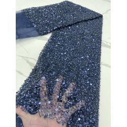 XIYA French 3d beads Lace Fabric 2021 High Quality Embroidery African Net Laces Nigerian Tulle Fabrics In Purple 4168B