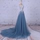 Paolo Sebastian Lace Prom Dresses Sheer Plunging Neckline Appliqued Party Gowns Cheap Sweep Train Tulle Beads Evening Gowns Paolo Sebastian Lace Prom Dresses Sheer Plunging Neckline Appliqued Party Gowns Cheap Sweep Train Tulle Beads Evening Gowns