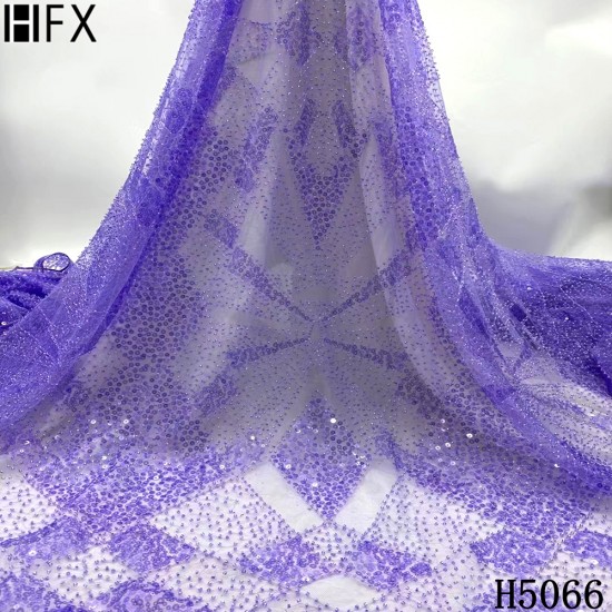 HFX New high quality beads+ sequin embroidery lace fabric navy African beaded fabric lace for wedding dress evening dress HFX New high quality beads+ sequin embroidery lace fabric navy African beaded fabric lace for wedding dress evening dress