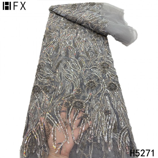HFX Black High-End Latest Tulle Lace Fabric With Beads Luxury Evening Dress Sequins Embroidery French Lace Fabric 2021 F5271 HFX Black High-End Latest Tulle Lace Fabric With Beads Luxury Evening Dress Sequins Embroidery French Lace Fabric 2021 F5271