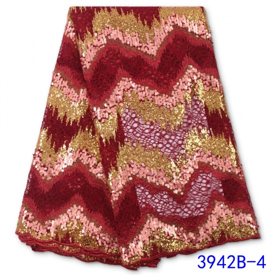 NI.AI Nigeria Sequins Lace Fabric 2021 Africa Lace High Quality Lace Fabric Embroidered Tulle Lace Fabric For Wedding 3942B NI.AI Nigeria Sequins Lace Fabric 2021 Africa Lace High Quality Lace Fabric Embroidered Tulle Lace Fabric For Wedding 3942B