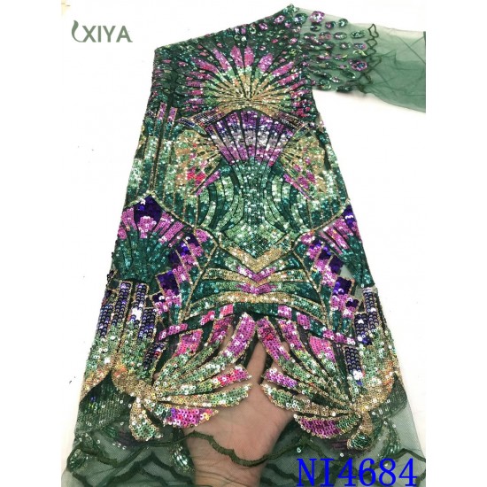 New Design Sequin Lace Fabric High Quality Nigerian Net Mesh Lace Fabric with Sequins Africa Sequence Lace Fabric for Sew New Design Sequin Lace Fabric High Quality Nigerian Net Mesh Lace Fabric with Sequins Africa Sequence Lace Fabric for Sew