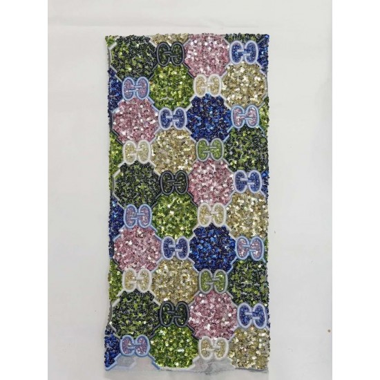 African lace high quality lace fabric 5 yards 2021 latest French fashion color sequined lace fabric HS-033 African lace high quality lace fabric 5 yards 2021 latest French fashion color sequined lace fabric HS-033