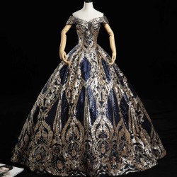 Muslim Dress  Luxury Sequin Party Dress Vintage Prom Dress Classic Quinceanera Dress Robe De Bal Vestidos Customize Style