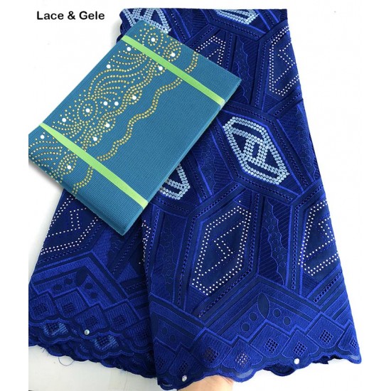 Geometric patterns embroidery African Swiss Voile lace fabric cotton 100% matching Aso Oke gele Headtie sold together Geometric patterns embroidery African Swiss Voile lace fabric cotton 100% matching Aso Oke gele Headtie sold together