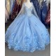 Light Sky Blue Quinceanera Dresses With Cape Sequins Beads 3D Flowers Backless Princess Sweet 16 Gown Vestidos De 15 Años Light Sky Blue Quinceanera Dresses With Cape Sequins Beads 3D Flowers Backless Princess Sweet 16 Gown Vestidos De 15 Años