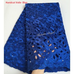 Cutout Holes Beaded Handcut organza Lace African Swiss lace voile fabric high quality 5 yards/PC