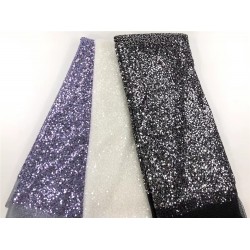 Anna black french sequins and handmade beaded lace fabric for sewing wedding dress african fabric for women party dress
