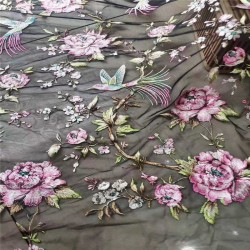 Beautiful multi-color thread embroidered French mesh tulle lace African Nigerian fabric suitable for women's even