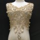 Gold Rhinestone bead applique, heavy bead handmade rhinestone applique for bridal sash, bridal headpiece, one piece Gold Rhinestone bead applique, heavy bead handmade rhinestone applique for bridal sash, bridal headpiece, one piece