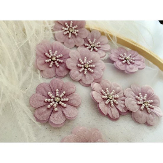 100 pcs Purple 3d Florals Motif Applique Heavy Bead Organza Lace Applique With Rhinestone 100 pcs Purple 3d Florals Motif Applique Heavy Bead Organza Lace Applique With Rhinestone