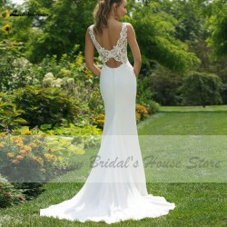 Lakshmigown Cut Out Backless Satin Mermaid Wedding Dress Vintage Lace Appliques Bridal Dress Hochzeit Sexy  Wedding Gowns