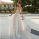 Lace Wedding Dress Princess V-cut 3D Appliques Beach Boho Mother Daughter Clothing Sleeveless Wedding Dress After Lace Wedding Dress Princess V-cut 3D Appliques Beach Boho Mother Daughter Clothing Sleeveless Wedding Dress After