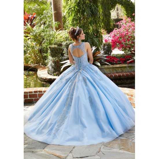 Light Sky Blue Quinceanera Dresses O-Neck Lace Beads Sequins Backless Princess Party Sweet 16 Ball Gown Vestidos De 15 Años Light Sky Blue Quinceanera Dresses O-Neck Lace Beads Sequins Backless Princess Party Sweet 16 Ball Gown Vestidos De 15 Años