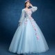 V-neck Quinceanera Dresses Long Sleeve Hand Flower Boho Wedding Party Dress Blue Gala Gowns Vestido De 15 Anos De Debutante V-neck Quinceanera Dresses Long Sleeve Hand Flower Boho Wedding Party Dress Blue Gala Gowns Vestido De 15 Anos De Debutante