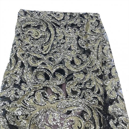 New French Floral Pattern Guipure Mesh African Sequins Net Lace Fabric 5 Yards Glitter Tulle for Wedding Dress Multi Colors New French Floral Pattern Guipure Mesh African Sequins Net Lace Fabric 5 Yards Glitter Tulle for Wedding Dress Multi Colors