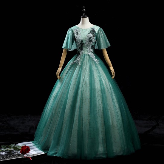 Green Quinceanera Dress 2021 Short Bat Sleeve Party Dress Luxury Lace Ball Gown Vintage Homecoming Dresses Vestidos Green Quinceanera Dress 2021 Short Bat Sleeve Party Dress Luxury Lace Ball Gown Vintage Homecoming Dresses Vestidos