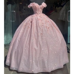 Bling Sequin 16 Quinceanera Dresses with 3D Applique Beads Corset Dress Vestidos De 15 Anos Masquerade xv Dress Lavender