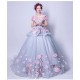 2021 New Dream Blue Gray Flower Quinceanera Dresses Long Tail Ball Gown Prom Dress Short Sleeve Applique 2021 New Dream Blue Gray Flower Quinceanera Dresses Long Tail Ball Gown Prom Dress Short Sleeve Applique