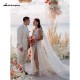 Beading Lace Beach Wedding Gown Tulle Flowers Train V-Neck Sleeveless Zipper Off The Shoulder Split Front/Side Feathers Beading Lace Beach Wedding Gown Tulle Flowers Train V-Neck Sleeveless Zipper Off The Shoulder Split Front/Side Feathers