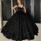 Dubai Arabic New Arrival Black Quinceanera Dresses 3D Rose Flowers Sequins Special Occasion Dress 2k21 Black Girl Couple Day Dubai Arabic New Arrival Black Quinceanera Dresses 3D Rose Flowers Sequins Special Occasion Dress 2k21 Black Girl Couple Day