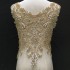 Gold Rhinestone bead applique, heavy bead handmade rhinestone applique for bridal sash, bridal headpiece, one piece