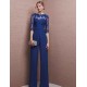 Royal Blue 2021 Plus Size Mother Of Bride Pant Suit 3/4 Lace Sleeve Mother Jumpsuit Chiffon Cocktail Party Evening Dresses Royal Blue 2021 Plus Size Mother Of Bride Pant Suit 3/4 Lace Sleeve Mother Jumpsuit Chiffon Cocktail Party Evening Dresses