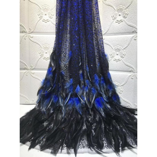 French net Lace with glued gilliter with feather African Tulle embroidered Lace shining glued gilitter for nice dress French net Lace with glued gilliter with feather African Tulle embroidered Lace shining glued gilitter for nice dress