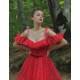 Evening Dresses With Dot Off The Shoulder A Line Simple Fairy Prom Dress Party Wear Custom Made Formal Gowns Robe De Soiree Evening Dresses With Dot Off The Shoulder A Line Simple Fairy Prom Dress Party Wear Custom Made Formal Gowns Robe De Soiree