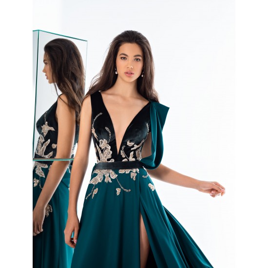 Dark Green Evening Dresses Deep V Neck Beads High Side Split Women Receiption Gowns Custom Made Sexy Prom Dress Dark Green Evening Dresses Deep V Neck Beads High Side Split Women Receiption Gowns Custom Made Sexy Prom Dress