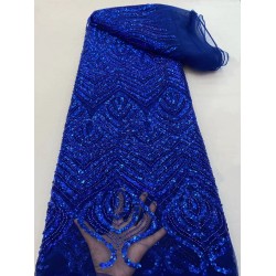 Embroidery Sequence Lace Fabric High Quality Beaded Sequin Africa French Net Mesh Tulle Sequins Wedding Party Lace Fabric