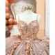 Coffee Beaded Quinceanera Dresses Sexy Spaghetti Neck Appliqued 3D Floral Sweet 16 Princess Ball Gown Pageant Gowns vestido Coffee Beaded Quinceanera Dresses Sexy Spaghetti Neck Appliqued 3D Floral Sweet 16 Princess Ball Gown Pageant Gowns vestido