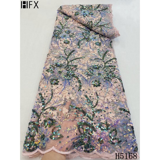 HFX Latest African Embroidery Tulle Lace Fabric 2021 High Quality French Lace Luxury Sequins Mesh Fabric For Wedding Dress HFX Latest African Embroidery Tulle Lace Fabric 2021 High Quality French Lace Luxury Sequins Mesh Fabric For Wedding Dress