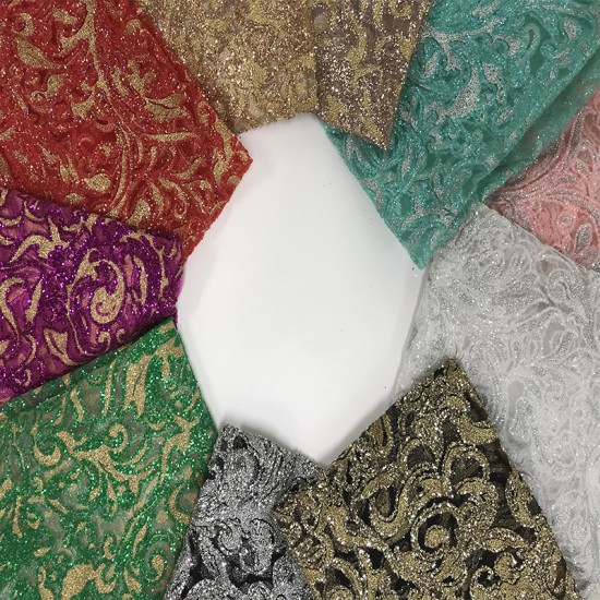 New French Floral Pattern Guipure Mesh African Sequins Net Lace Fabric 5 Yards Glitter Tulle for Wedding Dress Multi Colors New French Floral Pattern Guipure Mesh African Sequins Net Lace Fabric 5 Yards Glitter Tulle for Wedding Dress Multi Colors