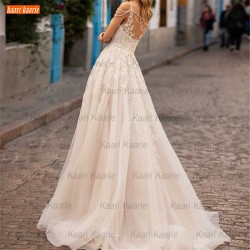 Gorgeous Top Quality Wedding Dress Vneck Applique Lace Robe De Mariée Beading Spaghetti Straps Custom Made vestido de noiva