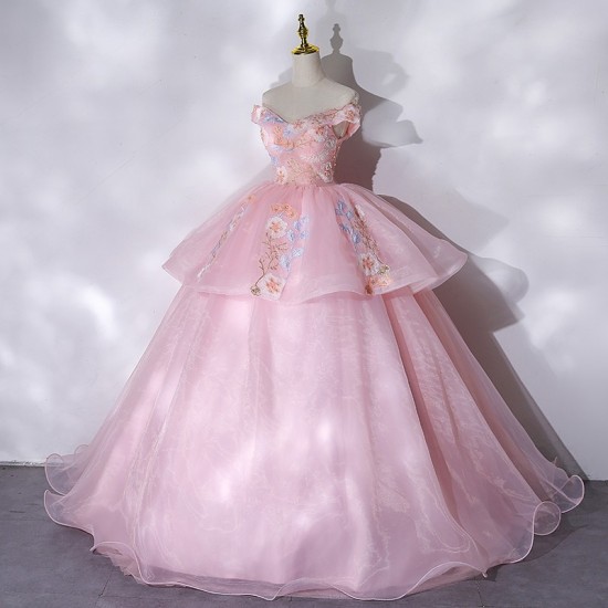 Pink Quinceanera Dresses 2021 Party Dress Off The Shoulder Luxury Lace Prom Dress Classic Ball Gown Customize Vestidos Pink Quinceanera Dresses 2021 Party Dress Off The Shoulder Luxury Lace Prom Dress Classic Ball Gown Customize Vestidos