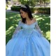 Light Sky Blue Long Sleeves Lace Plus Size Quinceanera Dresses Ball Gown Applique Sequined Beads Sweet 16 Dress vestidos Light Sky Blue Long Sleeves Lace Plus Size Quinceanera Dresses Ball Gown Applique Sequined Beads Sweet 16 Dress vestidos