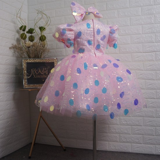Christening Baby Pink Dresses Pink Sequine Bling Dressess Light Green Sequin Girls Party Pageant Dresses With Headpiece Christening Baby Pink Dresses Pink Sequine Bling Dressess Light Green Sequin Girls Party Pageant Dresses With Headpiece