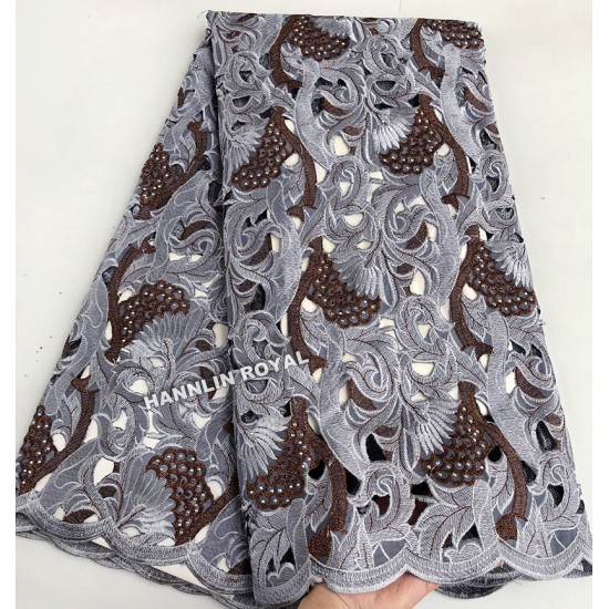 Cutout Holes Beaded Handcut organza Lace African Swiss lace voile fabric high quality 5 yards/PC Cutout Holes Beaded Handcut organza Lace African Swiss lace voile fabric high quality 5 yards/PC