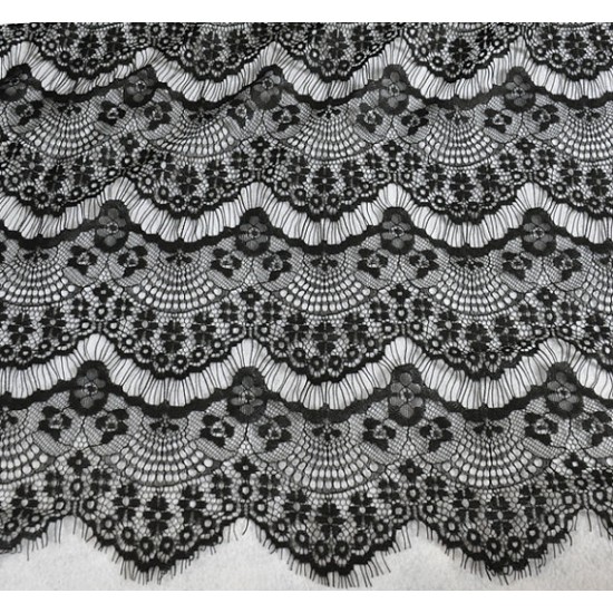 10 yards black Lace Fabric with pattern, Eyelash Design 10 yards black Lace Fabric with pattern, Eyelash Design