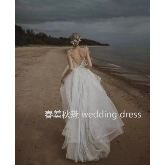 Princess Wedding Dress Bohemian Rustic Boho Civil Sweep Train Bridal Gown Sleeveless Spaghetti Strap Beach Elegant For Women Princess Wedding Dress Bohemian Rustic Boho Civil Sweep Train Bridal Gown Sleeveless Spaghetti Strap Beach Elegant For Women