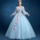 V-neck Quinceanera Dresses Long Sleeve Hand Flower Boho Wedding Party Dress Blue Gala Gowns Vestido De 15 Anos De Debutante V-neck Quinceanera Dresses Long Sleeve Hand Flower Boho Wedding Party Dress Blue Gala Gowns Vestido De 15 Anos De Debutante