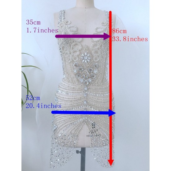 Super Large Silver Luxury Rhinestone Bodice Crystal Applique Heavy Bead Handmade Bodice Patch Haute Couture Prom Bridal Super Large Silver Luxury Rhinestone Bodice Crystal Applique Heavy Bead Handmade Bodice Patch Haute Couture Prom Bridal