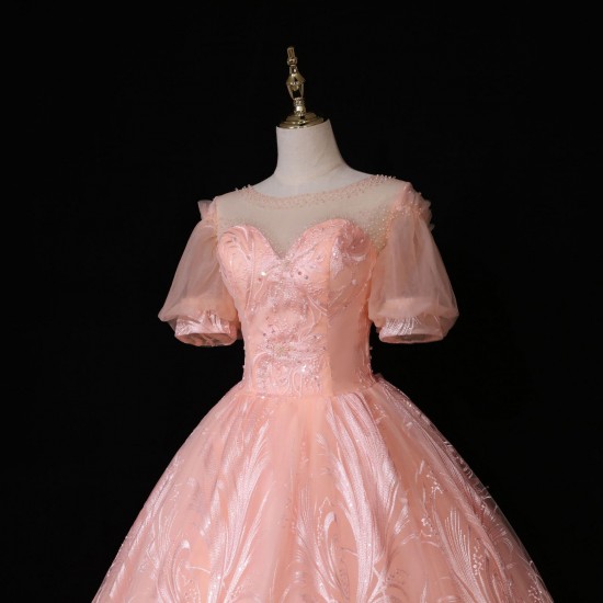 Party Dress Pink Quinceanera Dresses Classic Puff Sleeve Luxury Lace Ball Gown Elegant Pearl Beaded Prom Dress Party Dress Pink Quinceanera Dresses Classic Puff Sleeve Luxury Lace Ball Gown Elegant Pearl Beaded Prom Dress