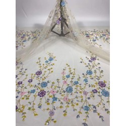 fashionable tulle embroidery french net lace fabric Cyndi-61.6820 with beads for party dress
