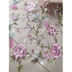 Beautiful multi-color thread embroidered French mesh tulle lace African Nigerian fabric suitable for women's even