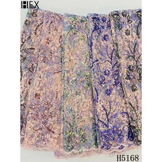 HFX Latest African Embroidery Tulle Lace Fabric 2021 High Quality French Lace Luxury Sequins Mesh Fabric For Wedding Dress HFX Latest African Embroidery Tulle Lace Fabric 2021 High Quality French Lace Luxury Sequins Mesh Fabric For Wedding Dress