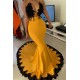 2020 New Arrival Yellow With Black Appliques Evening Dresses African Girls Junior Graduation Prom Party Gowns Mermaid V Neck 2020 New Arrival Yellow With Black Appliques Evening Dresses African Girls Junior Graduation Prom Party Gowns Mermaid V Neck