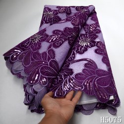 HFX French Velvet Lace Fabric 2021 High Quality Green African Tulle Lace Farics With Sequins for Nigerian Wedding Party F5075