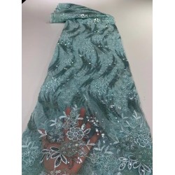 African Lace Fabric With Sequins white 2021 French Lace Fabric Embroidery Nigerian Tulle Lace For Party Dress